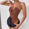 imageALCEA ROSEA Womens Strapless Bodysuit Sexy Deep V Neck Thong Tummy Control Shapewear with Underwire 1839Brown1838