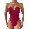 imageALCEA ROSEA Womens Strapless Bodysuit Sexy Deep V Neck Thong Tummy Control Shapewear with Underwire 1839Burgundy1838