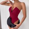 imageALCEA ROSEA Womens Strapless Bodysuit Sexy Deep V Neck Thong Tummy Control Shapewear with Underwire 1839Burgundy1838