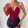 imageALCEA ROSEA Womens Strapless Bodysuit Sexy Deep V Neck Thong Tummy Control Shapewear with Underwire 1839Burgundy1838