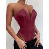imageALCEA ROSEA Womens Strapless Bodysuit Sexy Deep V Neck Thong Tummy Control Shapewear with Underwire 1839Burgundy1839