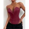 imageALCEA ROSEA Womens Strapless Bodysuit Sexy Deep V Neck Thong Tummy Control Shapewear with Underwire 1839Burgundy1839