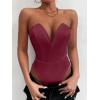 imageALCEA ROSEA Womens Strapless Bodysuit Sexy Deep V Neck Thong Tummy Control Shapewear with Underwire 1839Burgundy1839