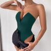 imageALCEA ROSEA Womens Strapless Bodysuit Sexy Deep V Neck Thong Tummy Control Shapewear with Underwire 1839Dark Green1838