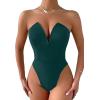 imageALCEA ROSEA Womens Strapless Bodysuit Sexy Deep V Neck Thong Tummy Control Shapewear with Underwire 1839Dark Green1838