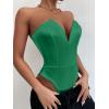 imageALCEA ROSEA Womens Strapless Bodysuit Sexy Deep V Neck Thong Tummy Control Shapewear with Underwire 1839Dark Green1839