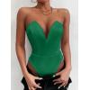 imageALCEA ROSEA Womens Strapless Bodysuit Sexy Deep V Neck Thong Tummy Control Shapewear with Underwire 1839Dark Green1839