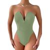 imageALCEA ROSEA Womens Strapless Bodysuit Sexy Deep V Neck Thong Tummy Control Shapewear with Underwire 1839Light Green1838