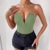 imageALCEA ROSEA Womens Strapless Bodysuit Sexy Deep V Neck Thong Tummy Control Shapewear with Underwire 1839Light Green1838