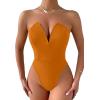 imageALCEA ROSEA Womens Strapless Bodysuit Sexy Deep V Neck Thong Tummy Control Shapewear with Underwire 1839Orange1838