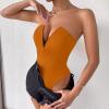 imageALCEA ROSEA Womens Strapless Bodysuit Sexy Deep V Neck Thong Tummy Control Shapewear with Underwire 1839Orange1838