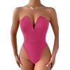 imageALCEA ROSEA Womens Strapless Bodysuit Sexy Deep V Neck Thong Tummy Control Shapewear with Underwire 1839Pink1838