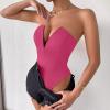 imageALCEA ROSEA Womens Strapless Bodysuit Sexy Deep V Neck Thong Tummy Control Shapewear with Underwire 1839Pink1838