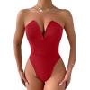 imageALCEA ROSEA Womens Strapless Bodysuit Sexy Deep V Neck Thong Tummy Control Shapewear with Underwire 1839Red1838