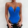 imageALCEA ROSEA Womens Strapless Bodysuit Sexy Deep V Neck Thong Tummy Control Shapewear with Underwire 1839Royal Blue1839