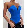 imageALCEA ROSEA Womens Strapless Bodysuit Sexy Deep V Neck Thong Tummy Control Shapewear with Underwire 1839Royal Blue1839