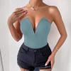 imageALCEA ROSEA Womens Strapless Bodysuit Sexy Deep V Neck Thong Tummy Control Shapewear with Underwire 1839Sky Blue1838