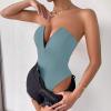 imageALCEA ROSEA Womens Strapless Bodysuit Sexy Deep V Neck Thong Tummy Control Shapewear with Underwire 1839Sky Blue1838