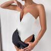 imageALCEA ROSEA Womens Strapless Bodysuit Sexy Deep V Neck Thong Tummy Control Shapewear with Underwire 1839White1838