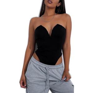 imageALCEA ROSEA Womens Strapless Bodysuit Sexy Deep V Neck Thong Tummy Control Shapewear with Underwire 1839Black1838