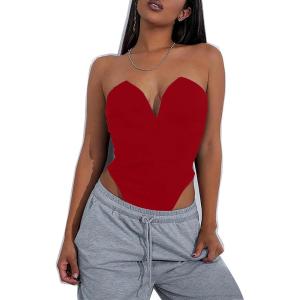 imageALCEA ROSEA Womens Strapless Bodysuit Sexy Deep V Neck Thong Tummy Control Shapewear with Underwire 1839Red1838
