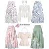 imageALCEA ROSEA Womens Ruffled HighWaisted Long Floral Printed Midi SkirtSky Blue