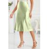 imageALCEA ROSEA Womens Satin High Waisted Silk Aline Wedding Elegant Elastic Midi Skirt7212 Apple Green