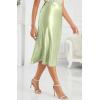 imageALCEA ROSEA Womens Satin High Waisted Silk Aline Wedding Elegant Elastic Midi Skirt7212 Apple Green