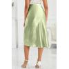 imageALCEA ROSEA Womens Satin High Waisted Silk Aline Wedding Elegant Elastic Midi Skirt7212 Apple Green