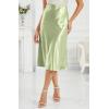 imageALCEA ROSEA Womens Satin High Waisted Silk Aline Wedding Elegant Elastic Midi Skirt7212 Apple Green