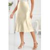 imageALCEA ROSEA Womens Satin High Waisted Silk Aline Wedding Elegant Elastic Midi Skirt7212beige