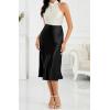 imageALCEA ROSEA Womens Satin High Waisted Silk Aline Wedding Elegant Elastic Midi Skirt7212black