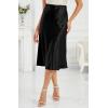 imageALCEA ROSEA Womens Satin High Waisted Silk Aline Wedding Elegant Elastic Midi Skirt7212black