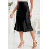 imageALCEA ROSEA Womens Satin High Waisted Silk Aline Wedding Elegant Elastic Midi Skirt7212black