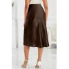 imageALCEA ROSEA Womens Satin High Waisted Silk Aline Wedding Elegant Elastic Midi Skirt7212brown