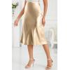 imageALCEA ROSEA Womens Satin High Waisted Silk Aline Wedding Elegant Elastic Midi Skirt7212dark Champagne