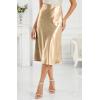 imageALCEA ROSEA Womens Satin High Waisted Silk Aline Wedding Elegant Elastic Midi Skirt7212dark Champagne