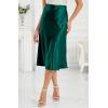 imageALCEA ROSEA Womens Satin High Waisted Silk Aline Wedding Elegant Elastic Midi Skirt7212dark Green