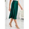 imageALCEA ROSEA Womens Satin High Waisted Silk Aline Wedding Elegant Elastic Midi Skirt7212dark Green