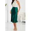 imageALCEA ROSEA Womens Satin High Waisted Silk Aline Wedding Elegant Elastic Midi Skirt7212dark Green