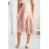 imageALCEA ROSEA Womens Satin High Waisted Silk Aline Wedding Elegant Elastic Midi Skirt7212dirty Pink