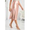 imageALCEA ROSEA Womens Satin High Waisted Silk Aline Wedding Elegant Elastic Midi Skirt7212dirty Pink