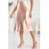 imageALCEA ROSEA Womens Satin High Waisted Silk Aline Wedding Elegant Elastic Midi Skirt7212dirty Pink