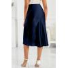 imageALCEA ROSEA Womens Satin High Waisted Silk Aline Wedding Elegant Elastic Midi Skirt7212navy