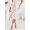 imageALCEA ROSEA Womens Satin High Waisted Silk Aline Wedding Elegant Elastic Midi Skirt7212pink