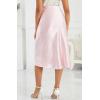 imageALCEA ROSEA Womens Satin High Waisted Silk Aline Wedding Elegant Elastic Midi Skirt7212pink