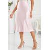 imageALCEA ROSEA Womens Satin High Waisted Silk Aline Wedding Elegant Elastic Midi Skirt7212pink