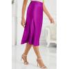 imageALCEA ROSEA Womens Satin High Waisted Silk Aline Wedding Elegant Elastic Midi Skirt7212rose Red