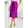 imageALCEA ROSEA Womens Satin High Waisted Silk Aline Wedding Elegant Elastic Midi Skirt7212rose Red