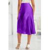 imageALCEA ROSEA Womens Satin High Waisted Silk Aline Wedding Elegant Elastic Midi Skirt7212violet